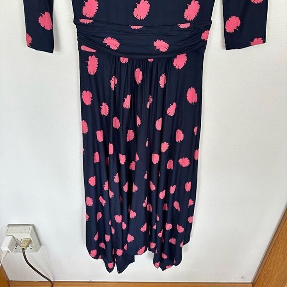 Boden Maisie Matte Navy and Pink All Over Floral Jersey Handkerchief Hem Midi Dr - Picture 8 of 13